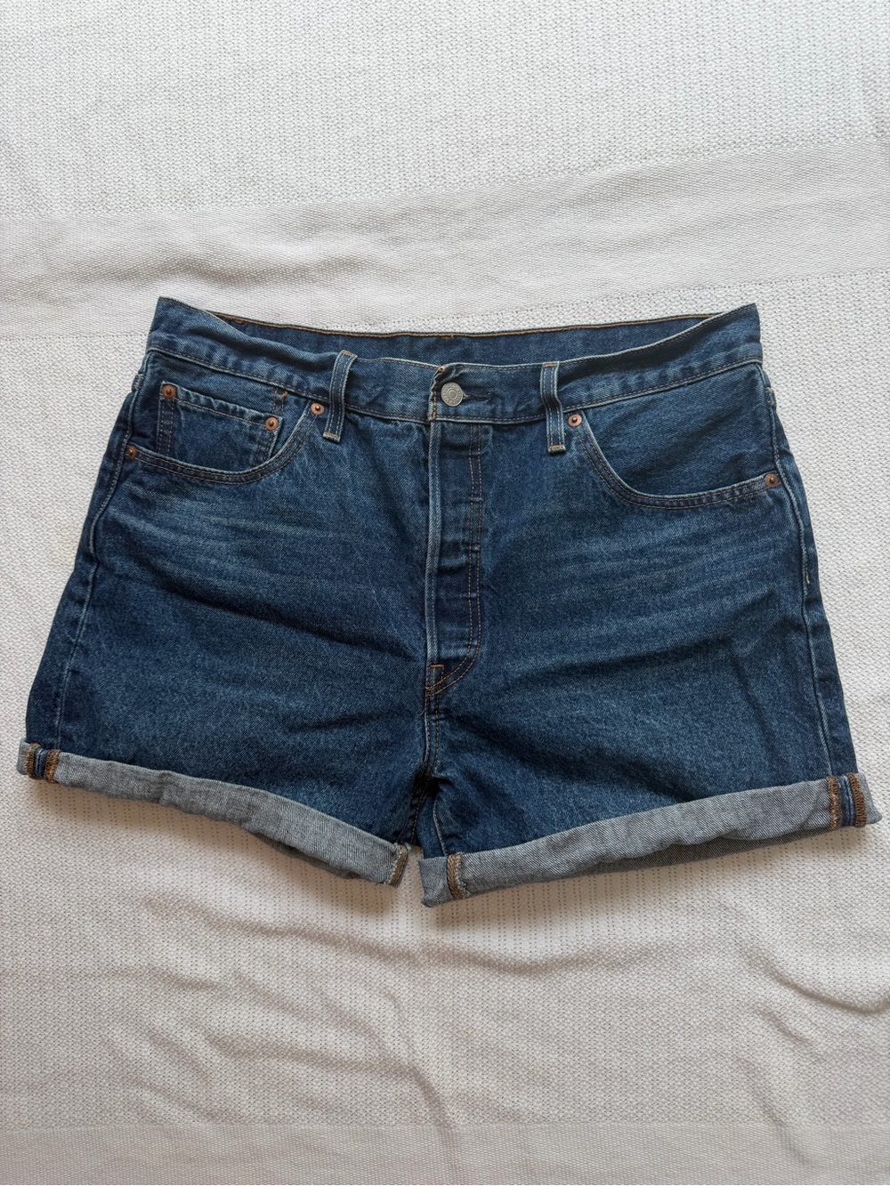 Levi’s High-Rise Cuffed Dark Blue Jean Shorts - Women